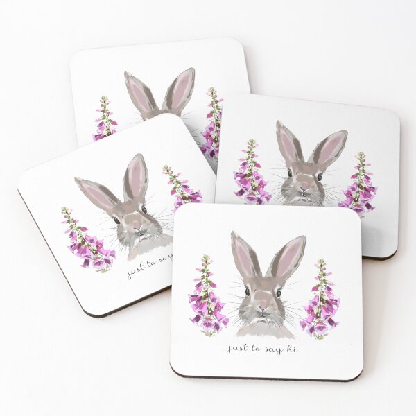 Item preview, Just to say hi, hare with foxgloves  designed and sold by Leatextileart.