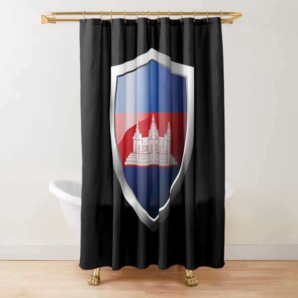 Strong Cambodia Flag Shield Country Shower Curtain