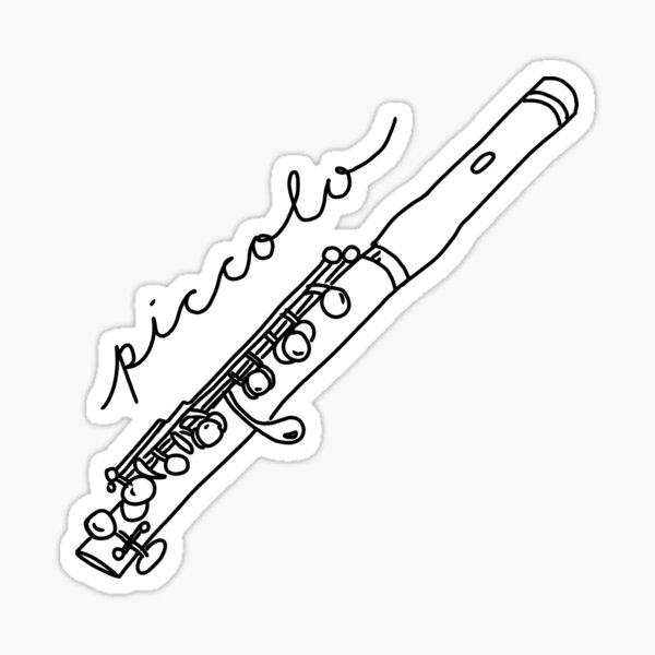 Item preview, Black and White Piccolo Line Art With Cursive designed and sold by bassoongirl123.