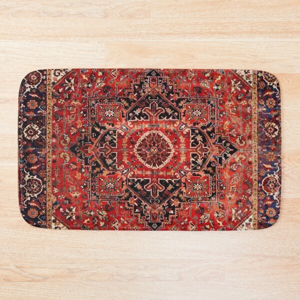 Red Persian Design Bath Rugs Absorbent Non Slip Door Mats Soft Ca