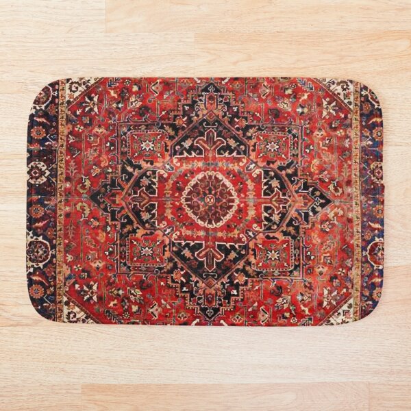 Heriz Antique Vintage Boho Persian Carpet Print Bath Mat