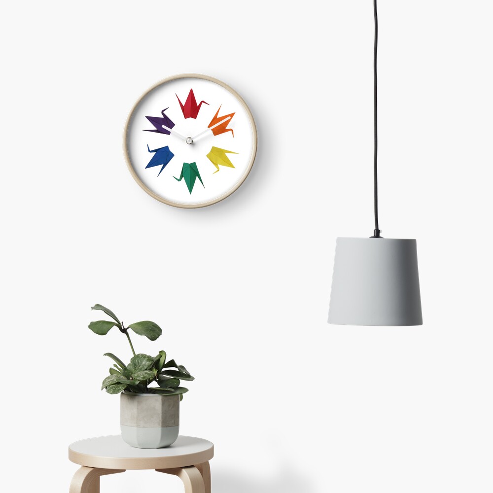 Rainbow Cranes Clock