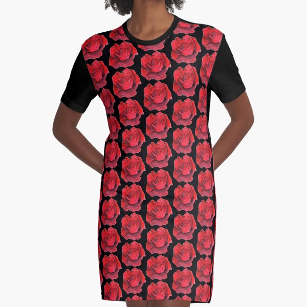 Red Rose Graphic T-Shirt Dress