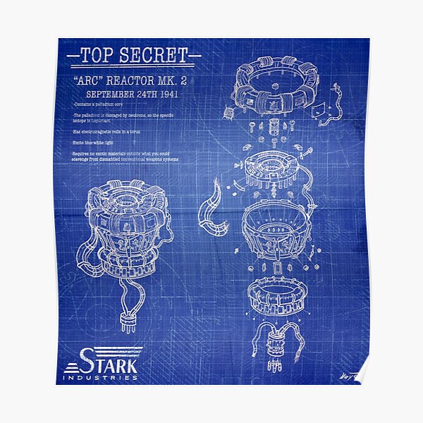 ARC Reactor Disassembled Blueprints Poster