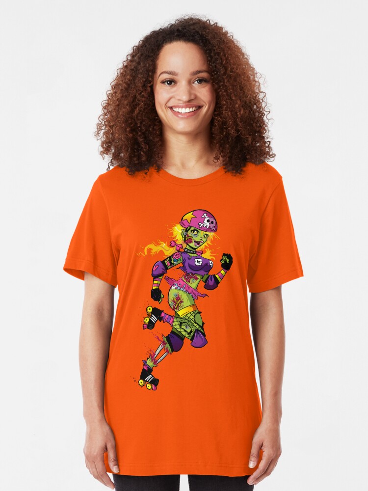 Alternate view of Zombie Derby Doll Slim Fit T-Shirt