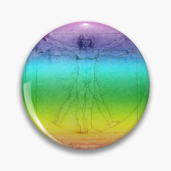 Item preview, Gay Rainbow Vitruvian Man Leonardo Da Vinci Math Science Clock designed and sold by ClocksMan.
