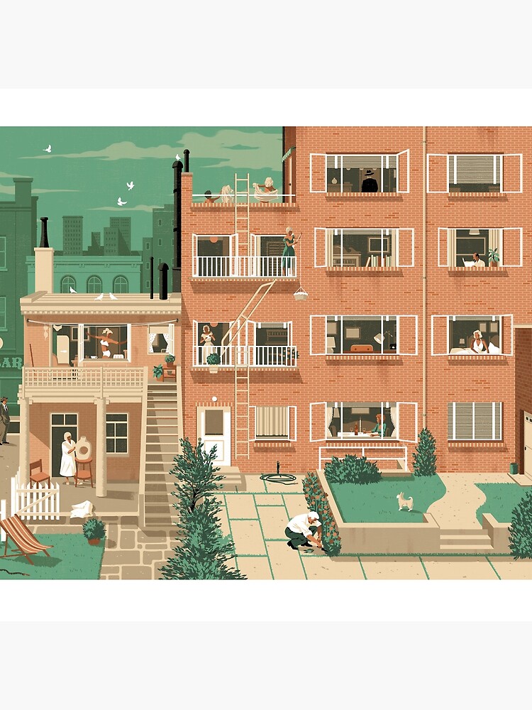 Travel Posters - Hitchcock's Rear Window - Greenwitch Village New York by ruiricardo