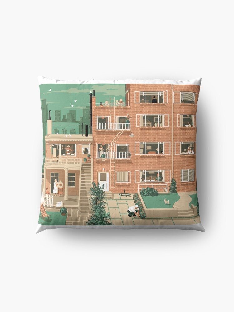 Alternate view of Travel Posters - Hitchcock's Rear Window - Greenwitch Village New York Floor Pillow