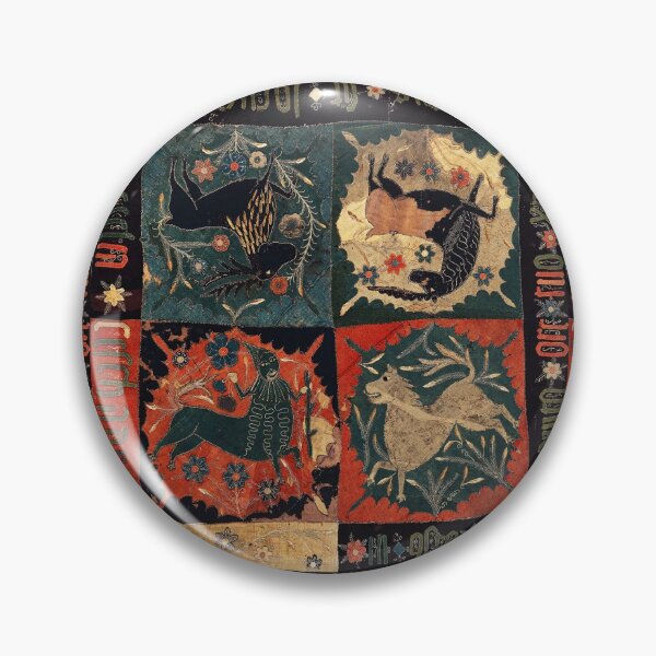 Item preview, MEDIEVAL BESTIARY, DEER, UNICORN,CENTAUR AND LION Red Blue Antique Scandinavian Embroidery designed and sold by BulganLumini.