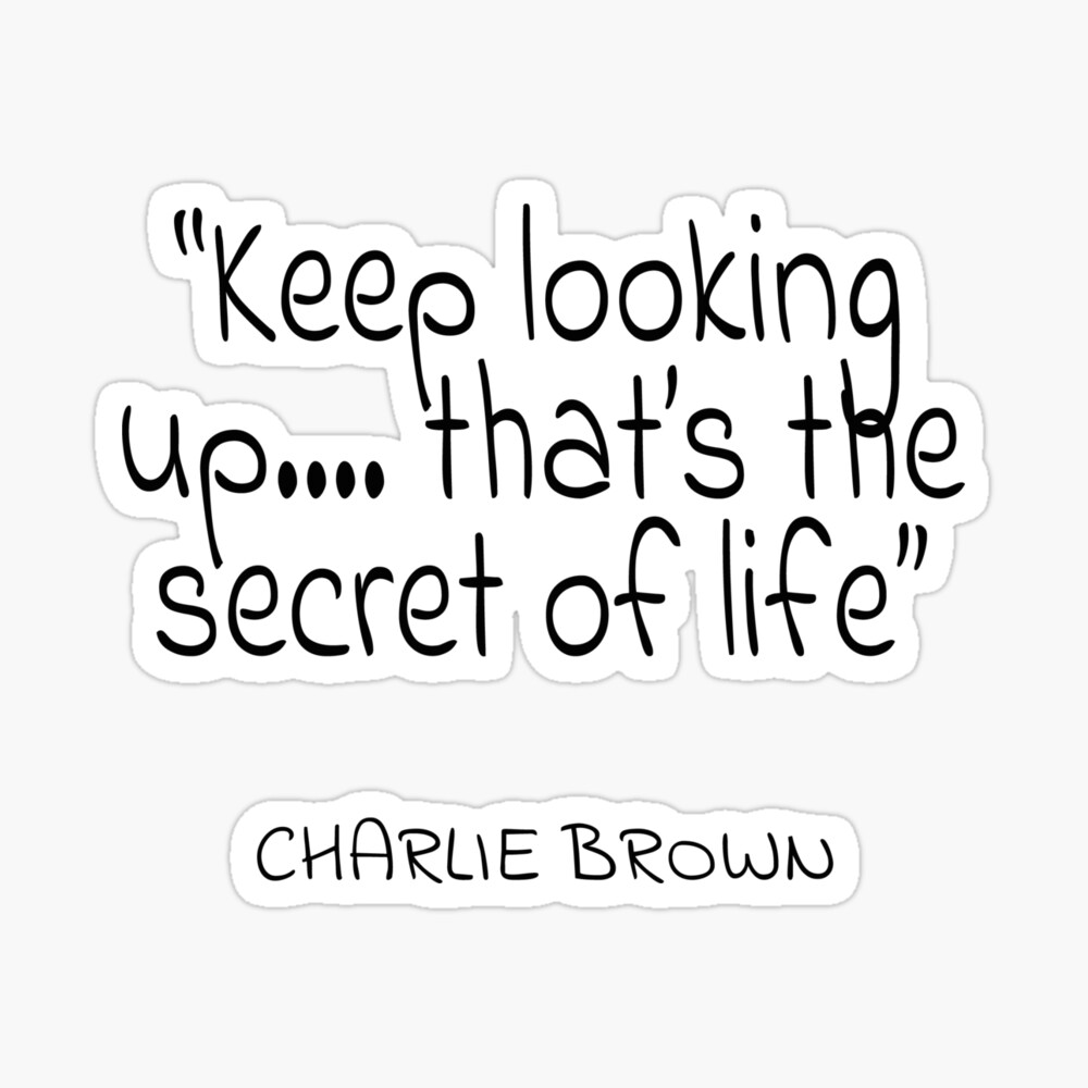 Charlie Brown Keep Looking Up That S The Secret Of Life Quote Framed Art Print By Agsduy Redbubble