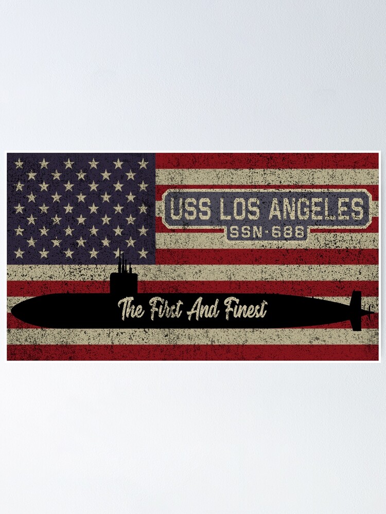 USS Los Angeles SSN-688 Fast Attack Submarine Vintage American Flag Gift