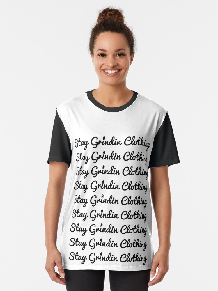 Alternate view of Stay Grindin Clothing - Repeated - Black Graphic T-Shirt