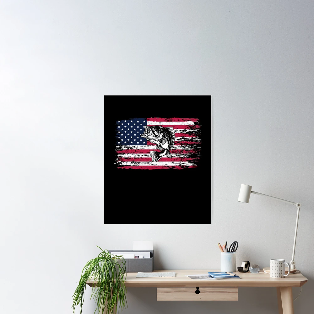 Bass Fishing Distressed American Flag Poster for Sale by markz66