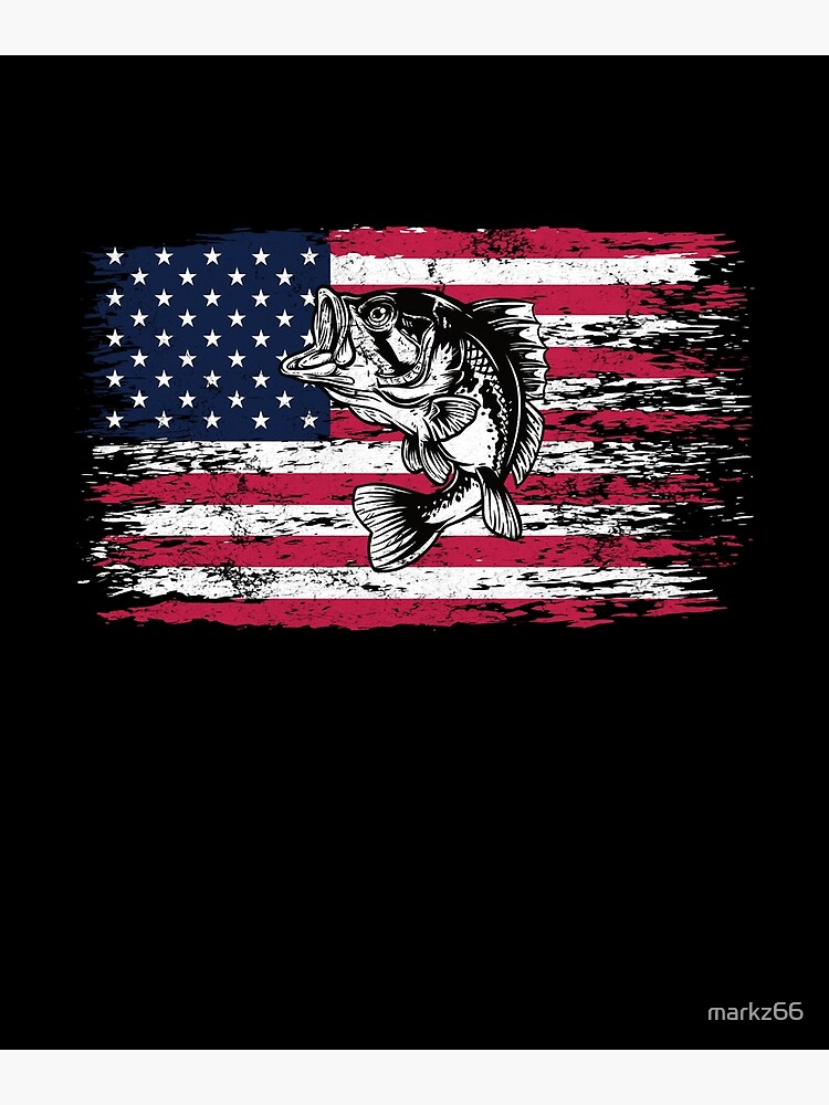 Bass Fishing Distressed American Flag | Poster