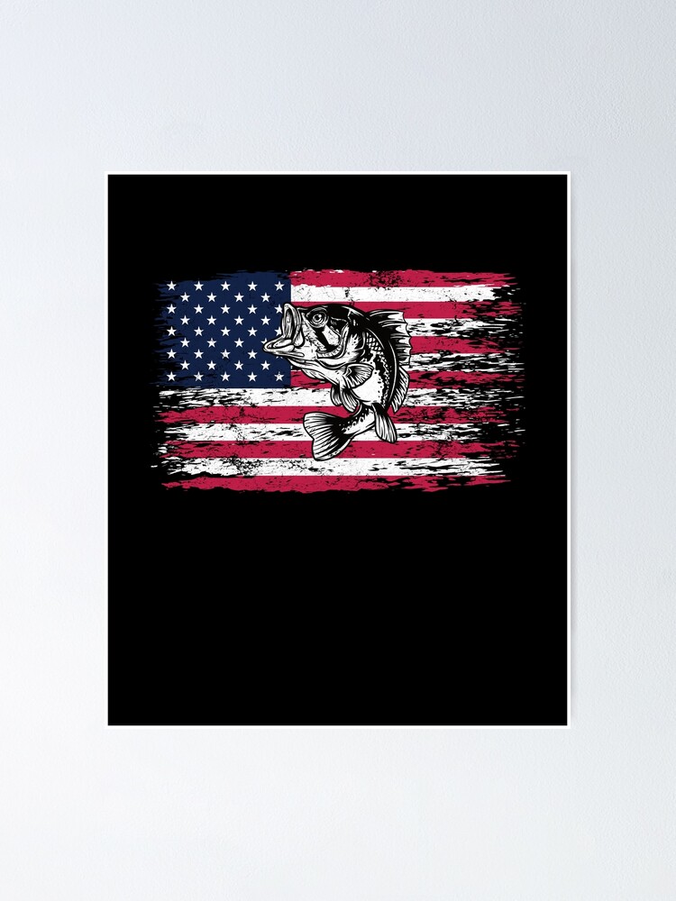 Bass Fishing Distressed American Flag Poster for Sale by markz66