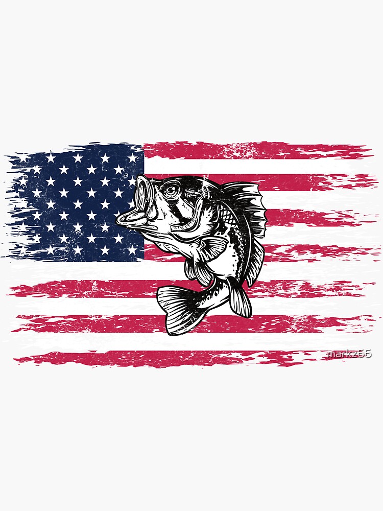 Bass Fishing Distressed American Flag Sticker For Sale By Markz66