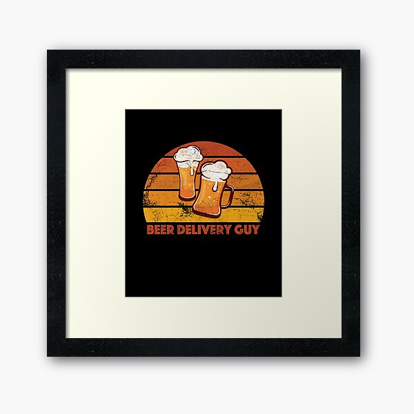Beer Delivery Guy Funny Distressed Framed Art Print
