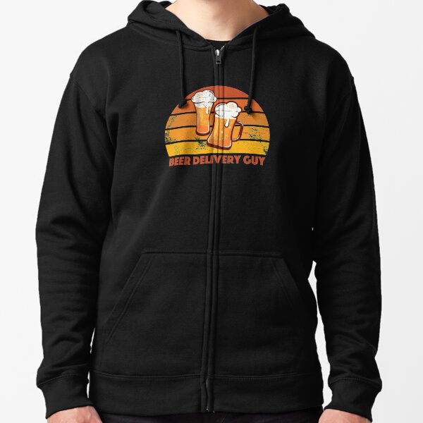 Beer Delivery Guy Funny Distressed Zipped Hoodie