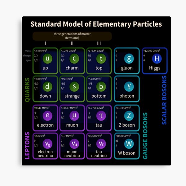 Standard Model Of Elementary Particles #Quarks #Leptons #GaugeBosons #ScalarBosons Bosons Canvas Print