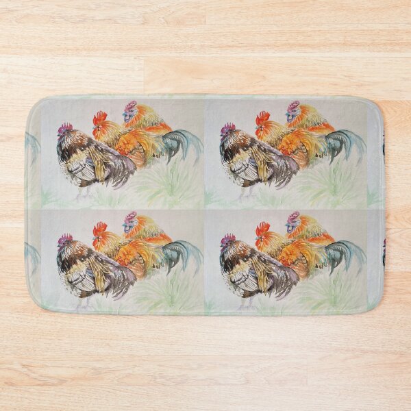 Item preview, Rooster Watercolor Painting - Colorful Chickens designed and sold by Sarah  Rajkotwala.
