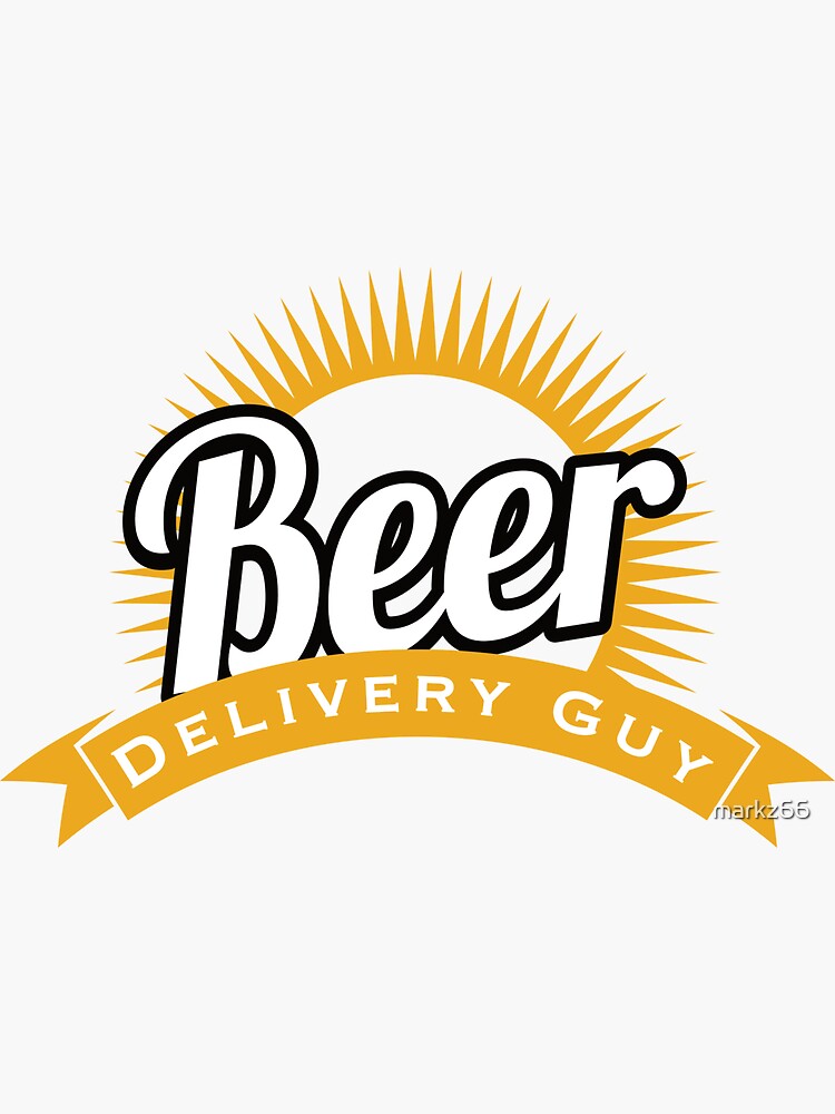 "Beer Delivery Guy Funny Logo" Sticker for Sale by markz66 Redbubble
