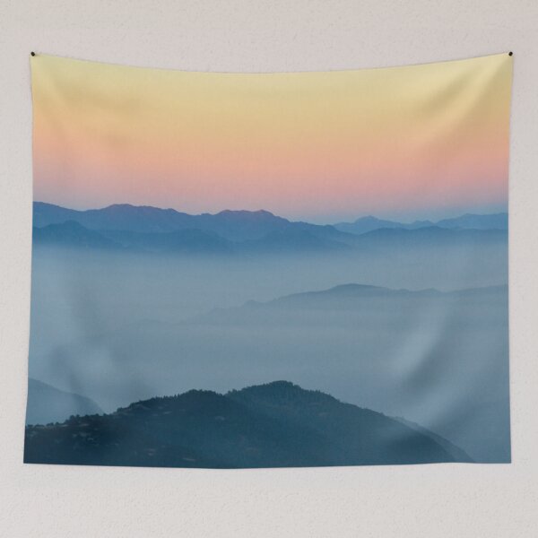 Item preview, Sunrise over misty mountain range designed and sold by wjrtapp.