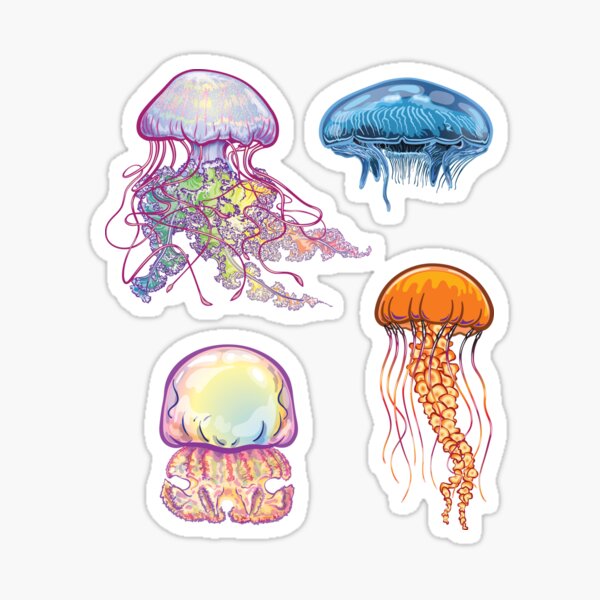 Item preview, Jellyfish Illustrations Sticker Set of 4 designed and sold by Zit-Zat-Zot.