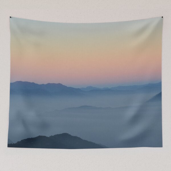 Item preview, mountains peaking through mist at sunrise designed and sold by wjrtapp.