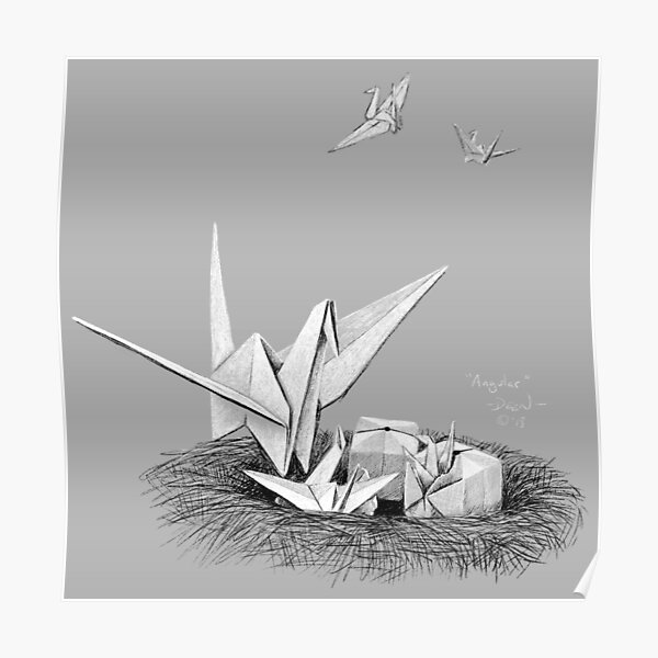Origami Cranes Poster