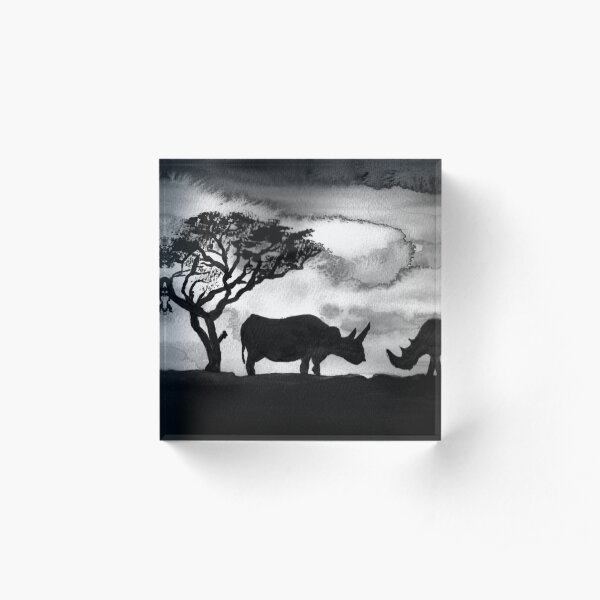 Rhinoceros silhouette Acrylic Block