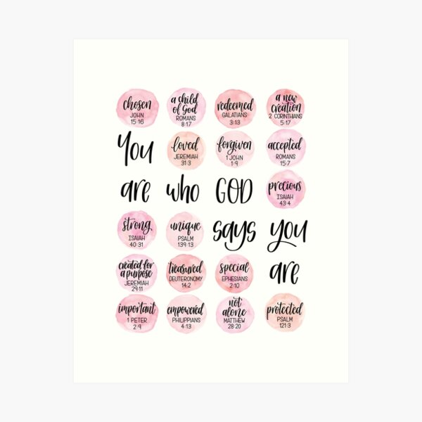 Item preview, You are who God says you are - Identity in Christ artwork - Pink Theme designed and sold by Rebecca Claire Designs.