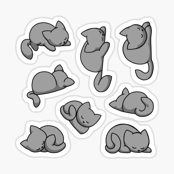 Sticker Set Katzen - Grau Sticker