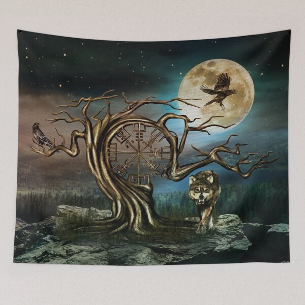 Item preview, Vegvisir Tree Moon landscape designed and sold by k9printart.