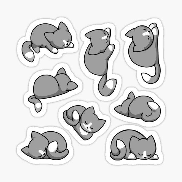 Sticker Set Katzen - Grau mit Masken Sticker