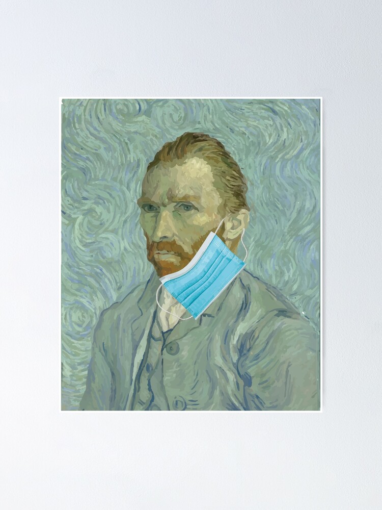 Funny van gogh face mask Poster by handcraftline  Redbubble