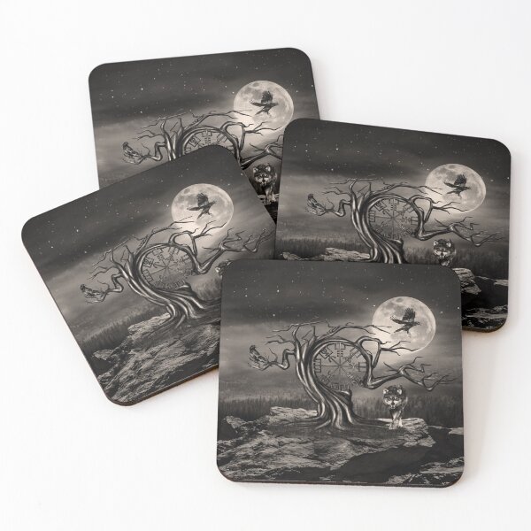 Item preview, Vegvisir Tree Moon landscape - sepia designed and sold by k9printart.