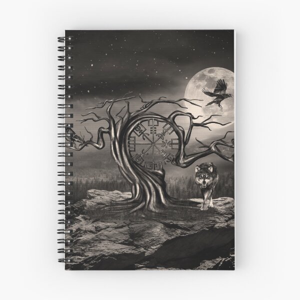 Artikelvorschau, Vegvisir Tree Moon Landschaft - Sepia entworfen und verkauft von k9printart.