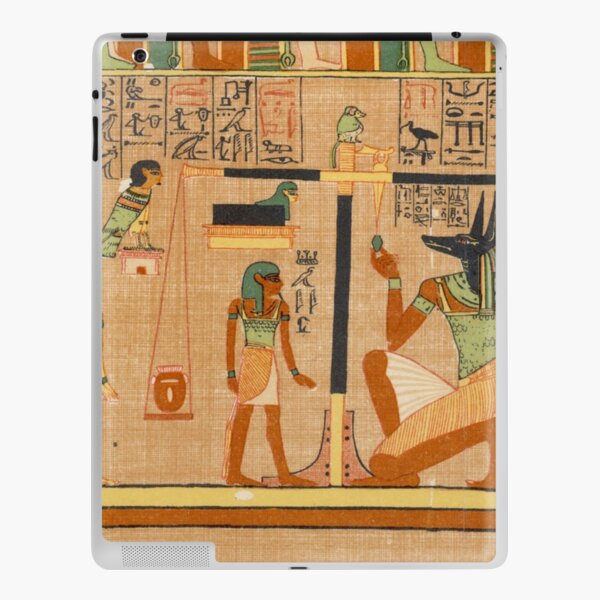 Egyptian Art: Weighing of the Heart in the Duat using the feather of Maat as the measure in balance iPad Skin