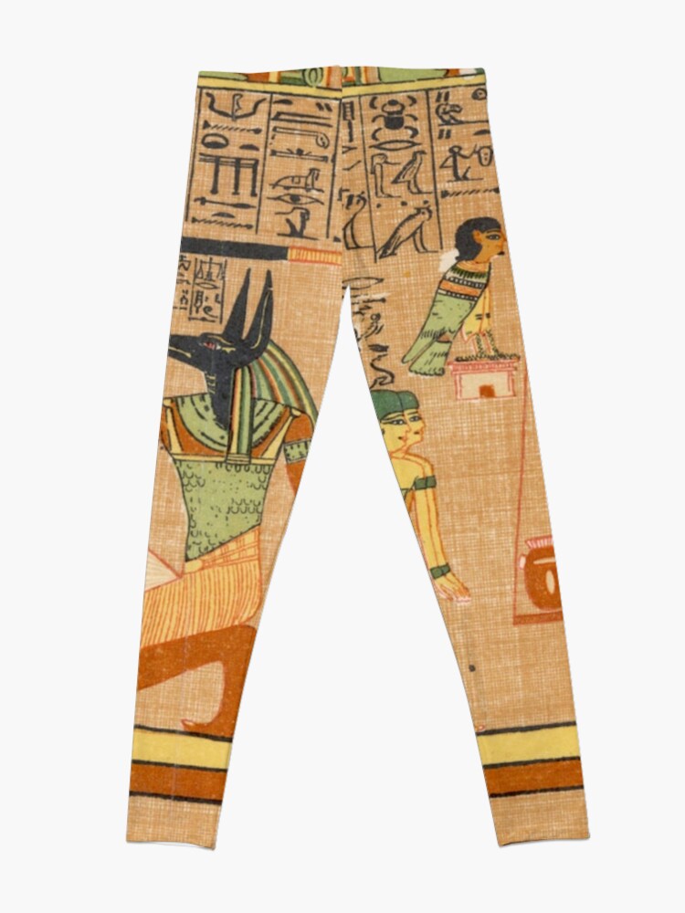 Alternate view of Egyptian Art: Weighing of the Heart in the Duat using the feather of Maat as the measure in balance Leggings