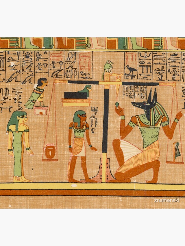 Egyptian Art: Weighing of the Heart in the Duat using the feather of Maat as the measure in balance by znamenski