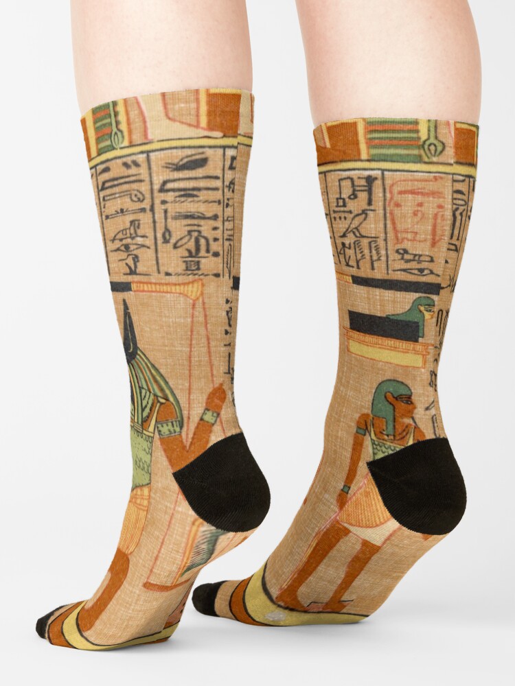 Alternate view of Egyptian Art: Weighing of the Heart in the Duat using the feather of Maat as the measure in balance Socks