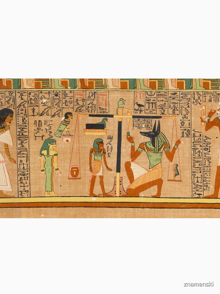 Egyptian Art: Weighing of the Heart in the Duat using the feather of Maat as the measure in balance #EgyptianArt #balance  by znamenski