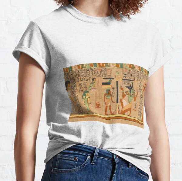 Egyptian Art: Weighing of the Heart in the Duat using the feather of Maat as the measure in balance Classic T-Shirt