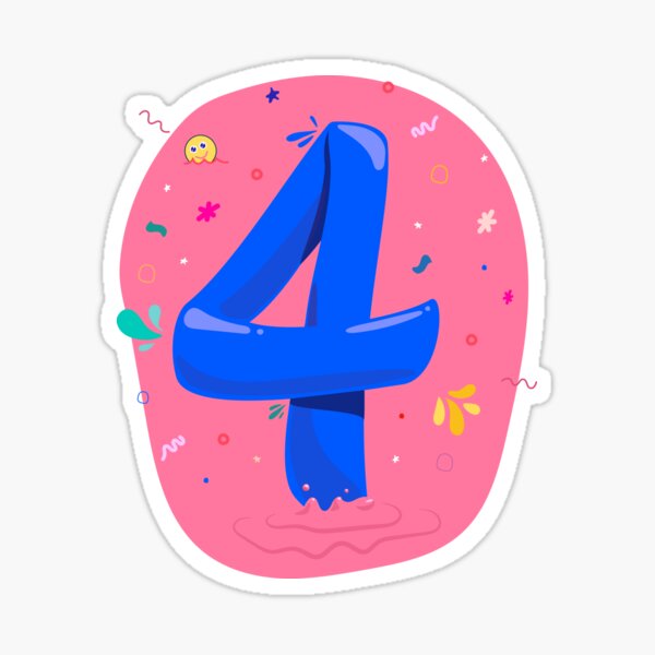 Colourful Number 4 (Four) Sticker