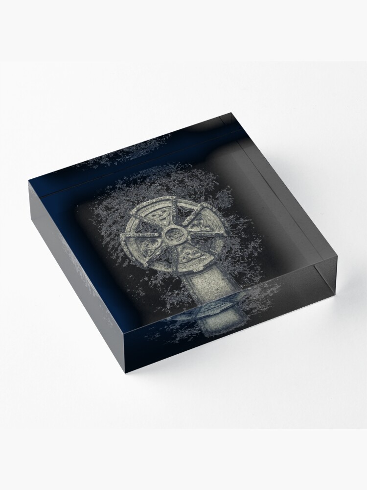 Alternate view of Celtic Cross Graveyard Cemetery Viking Knot Traditional Manx Design Acrylic Block