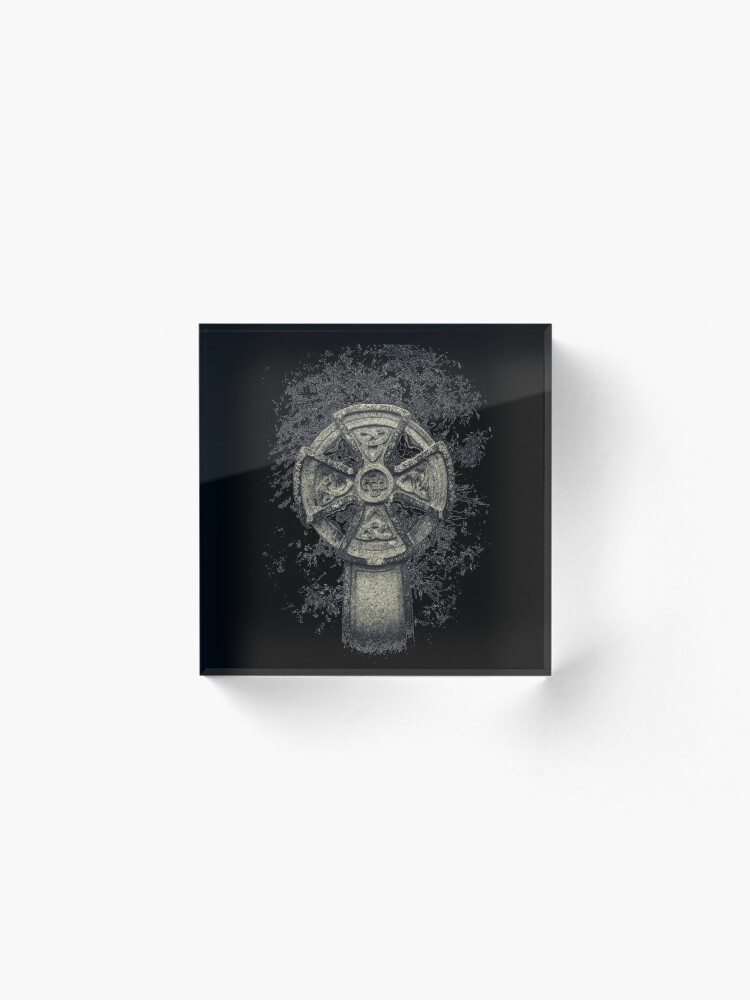 Alternate view of Celtic Cross Graveyard Cemetery Viking Knot Traditional Manx Design Acrylic Block