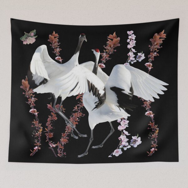 Item preview, Japanese cranes dancing. decoration, clothing, nature designed and sold by jayne0524.