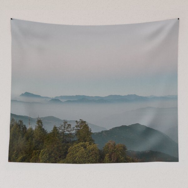 Item preview, Mountains with mist in valley designed and sold by wjrtapp.