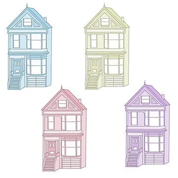 Artwork thumbnail, Pack of painted ladies San Francisco house by Pastel-PaletteD
