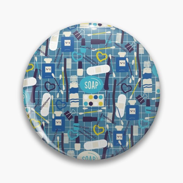 Item preview, Cute toiletries print on blue background designed and sold by kapotka.